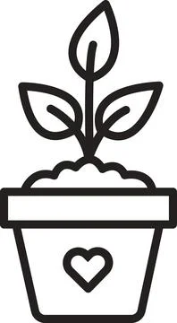 Heart Potted Plant Stock Illustration