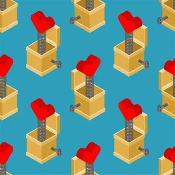 Heart of prank box pattern seamless. Funny prize Love. Toy for Valentine's Da Stock Illustration