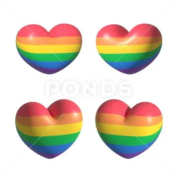 Heart for pride month in different side virtual modern 3d render shiny glossy te Modello PSD