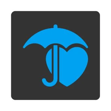 Heart Protection Rounded Square Button Stock Illustration