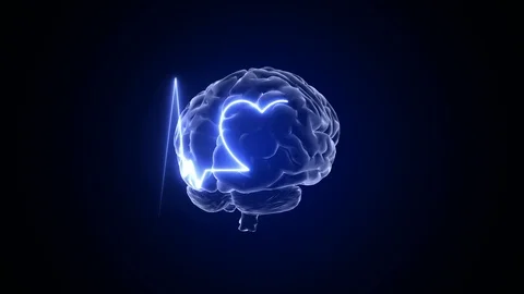 Heart pulse and brain animation 3d. Medical and scientific. Heartbeat backgro Video stock 127205253