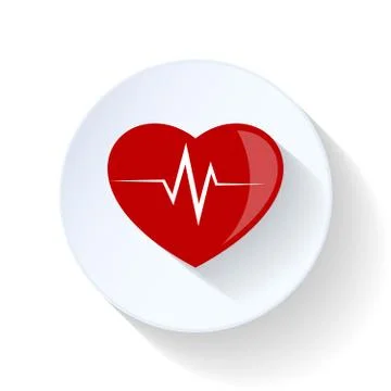 Heart with pulse flat icon Stock Illustration