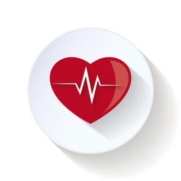 Heart with pulse flat icon Stock Illustration