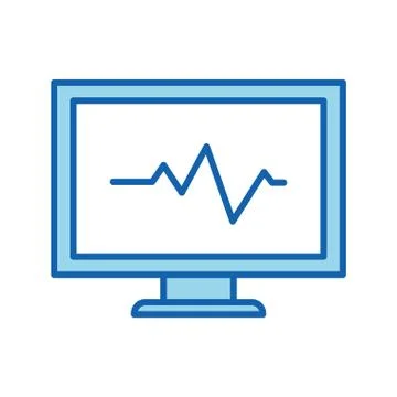 Heart pulse inside computer line and fill style icon vector design Stock Illustration