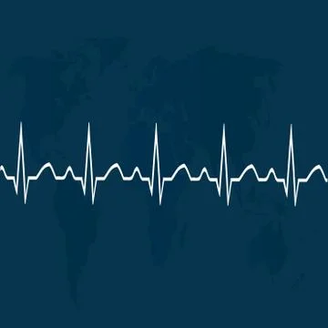 Heart pulse on map . Stock Illustration