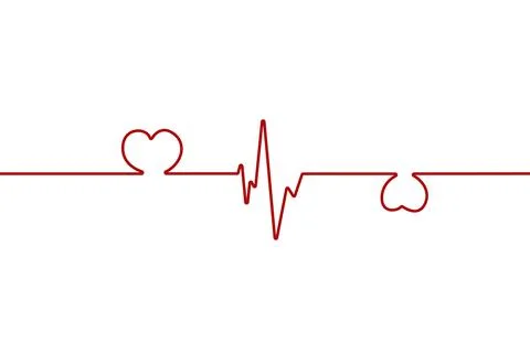 Heart pulse one line red cardiogram Stock Illustration