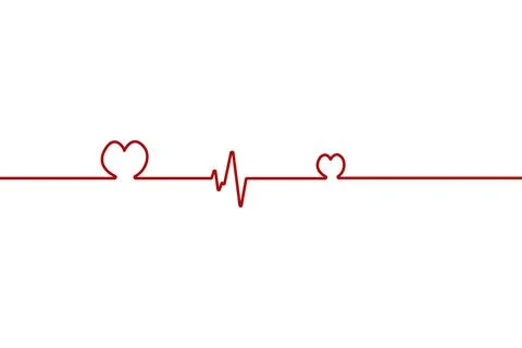 Heart pulse one line red cardiogram sign vector heartbeat Stock Illustration