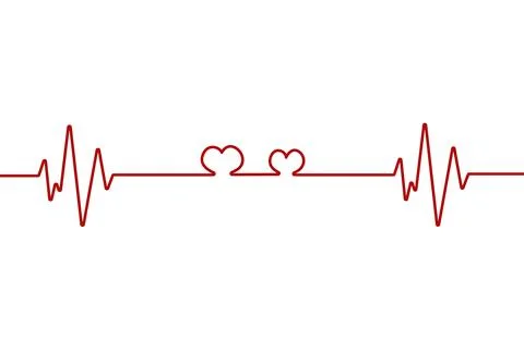 Heart pulse one line red cardiogram sign vector heartbeat Stock Illustration