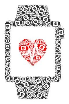 Heart Pulse Tracker Recursive Icon Composition of Self Icons Stock Illustration