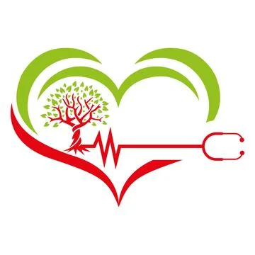 Heart Pulse Tree vector Logo Design Medical Nature Icon Stock Illustration