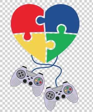 Heart Puzzle Connected To Game Controllers and hanging Stock Illustration
