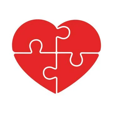 Heart puzzle with four interlocking pieces Stock Illustration