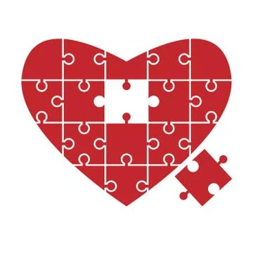 Heart puzzle, missing piece Illustrazione stock