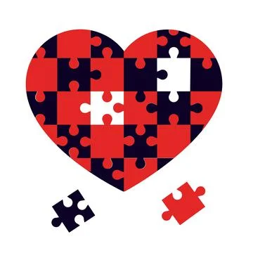 Heart puzzle with missing pieces. イラスト素材