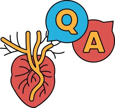 A heart with a question mark and an A above it Ilustração Stock