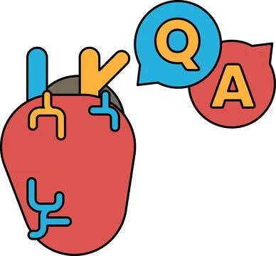 A heart with a question mark and a letter A above it Stock Illustration