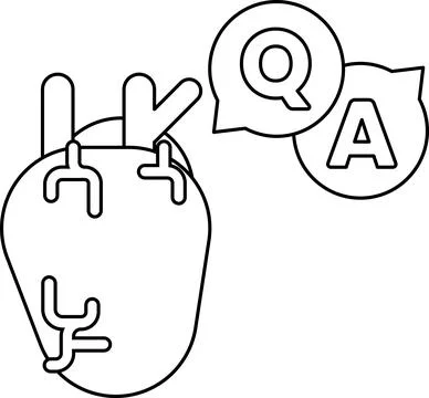 A heart with a question mark and a letter A above it Stock Illustration