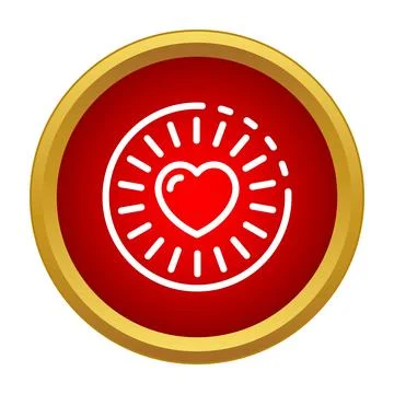 Heart radiating energy inside a red button icon Illustrazione stock