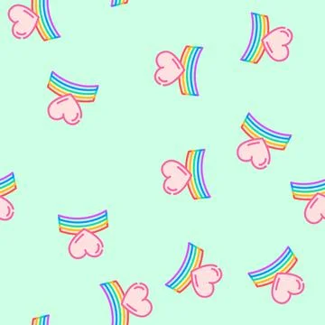 Heart rainbow vector seamless pattern Stock Illustration
