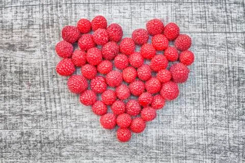 Heart from raspberry Stock Photos