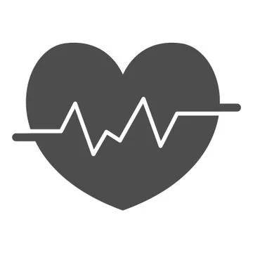 Heart rate in heart solid icon, Medical concept, Heartbeat sign on white Stock Illustration