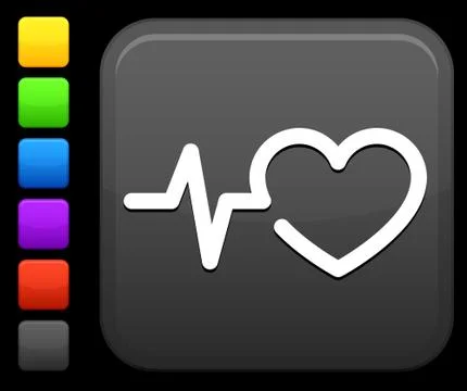 Heart rate icon on square internet button Stock Illustration
