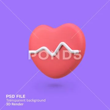 Heart Rate isolated 3d render icon illustration PSD Template