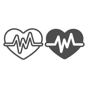 Heart Rate line and solid icon, World cancer day concept, Heart beat cardiogram Stock Illustration