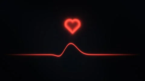 Heart rate pulse with glowing heart symbol in dark Stock Footage 338294776