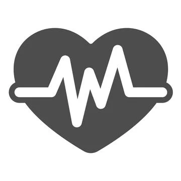 Heart Rate solid icon, World cancer day concept, Heart beat cardiogram sign on 스톡 일러스트