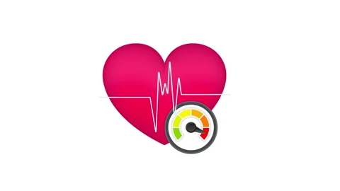 Heart rate speedometer indicating dangerously high blood pressure Stock Footage 337967442