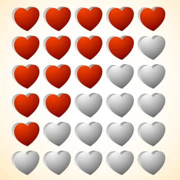 Heart rating elements. Zero to Five hearts. 스톡 일러스트