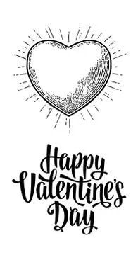 Heart with rays in open female human palms. Vector black vintage engrav Illustrazione stock