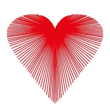 Heart with rays. Vector love vintage linear symbol isolated on a white Illustrazione stock