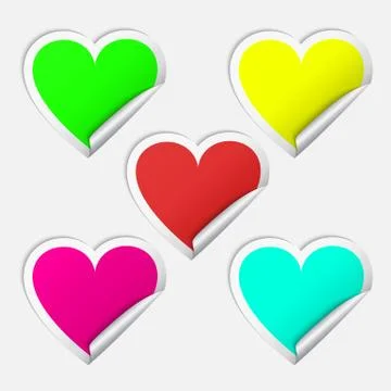 Heart realistic sticker set Stock Illustration