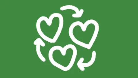 Heart recycle loop eco-friendly hand-drawn cartoon graphic with chalk outline Stock Footage 337785612