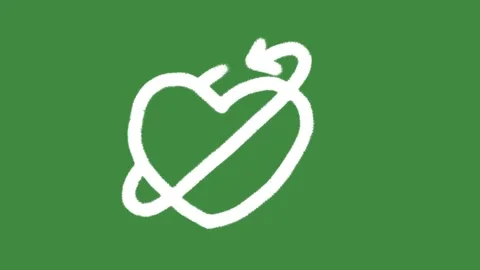 Heart recycling loop orbit arrow hand-drawn cartoon graphic with chalk outline Stock Footage 336456492