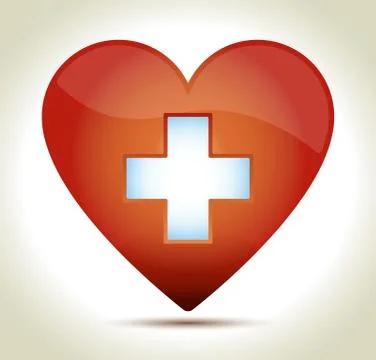 Heart red cross Stock Illustration