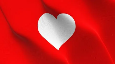 Heart Red flag waving on wind. Stock Illustration