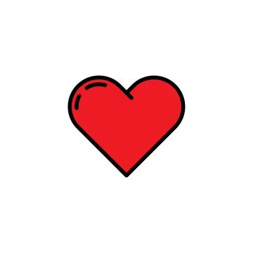 Heart Red Icon line Vector , Love Symbol Valentine's Day Stock Illustration