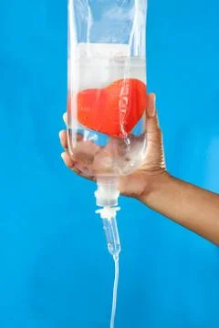 Heart red inner saline solution injection Foto stock