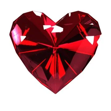 The heart of the red ruby on a white background. Isolate. Stockillustratie