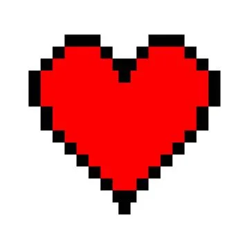 Heart red vector pixel icon. isolated on white background Illustrazione stock