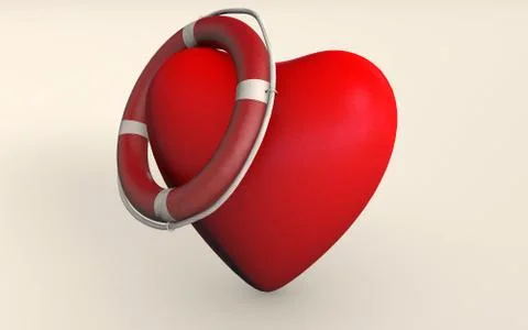 A Heart with rescue support 3d rendered isolated Stock-Illustration