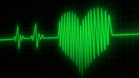Heart rhythm on black background Stock Footage 138460068
