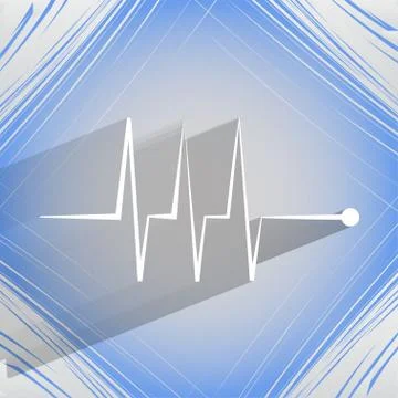 Heart rhythm. Flat modern web button  on a flat geometric abstract background Stock Illustration