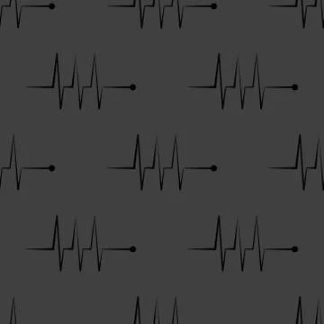Heart rhythm web icon. flat design. Seamless gray pattern. Illustrazione stock