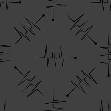 Heart rhythm web icon. flat design. Seamless gray pattern. Stock Illustration