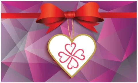 Heart with ribbon on abstract background Stock Illustration