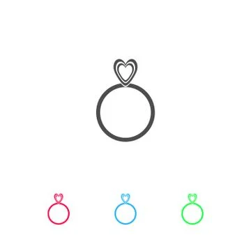 Heart ring icon flat. Stock Illustration